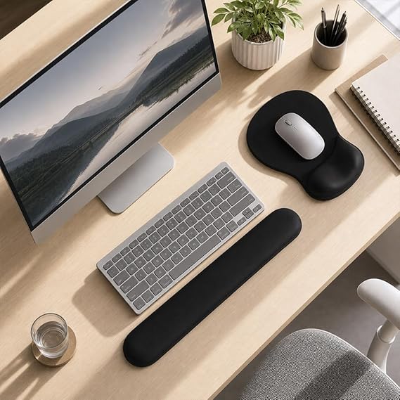 ErgoComfort Gel Wrist Rest Mouse Pad - Ergonomic Office Mouse Pad with Wrist Support Anti-Slip Design Desk Accessories Mat for Home & Game Decoration 01 Black