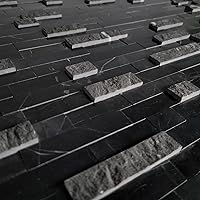 Vista 5 de SUNWINGS Azulejos autoadhesivos de piedra natural 3D de mosaico para despegar y pegar, 12 x 11 pulgadas, 5 hojas adhesivas en muro para cocina