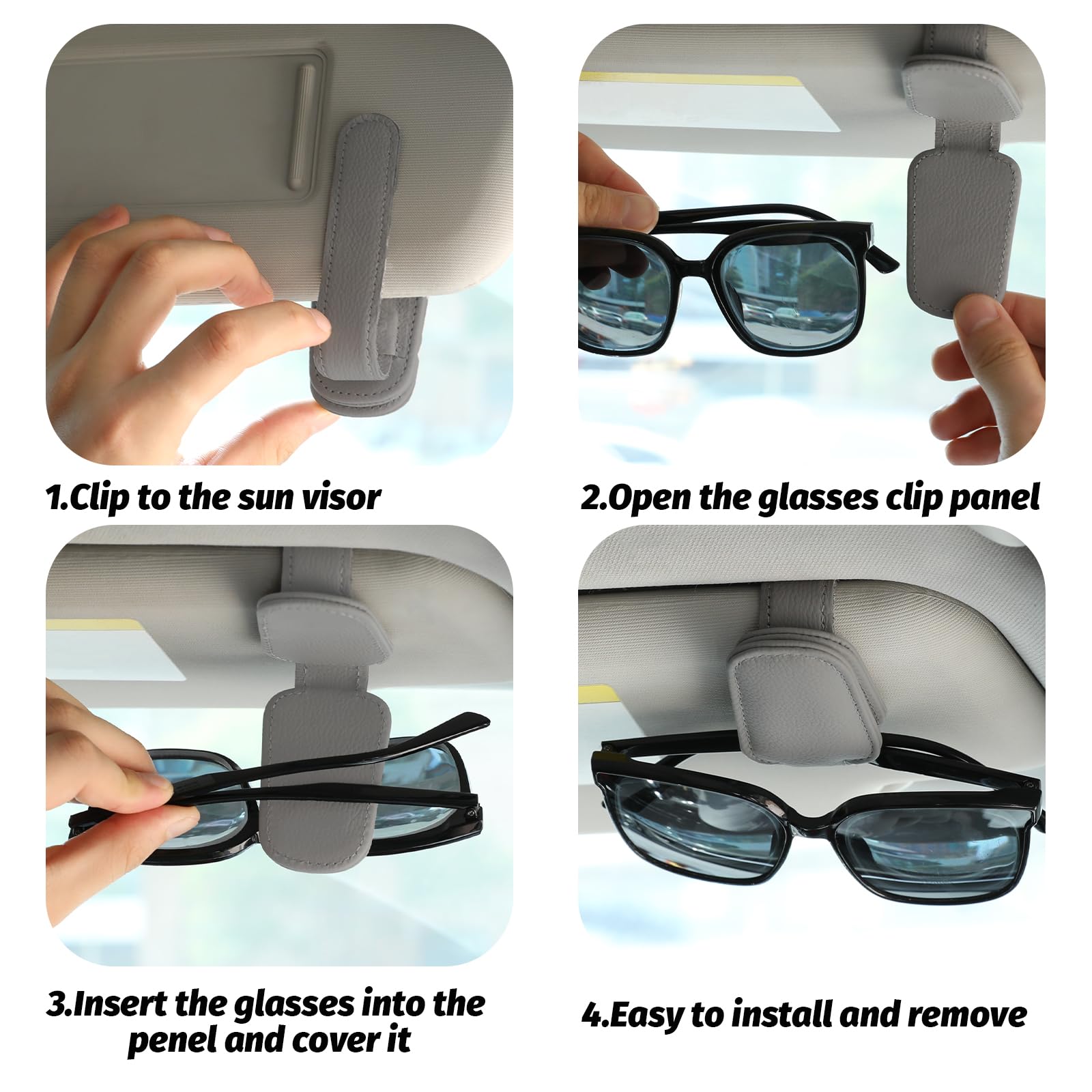 Accmor Porta occhiali da sole per visiera parasole auto, scatola universale per occhiali da vista auto, accessori per visiera per veicoli custodia protettiva per occhiali con chiusura magnetica