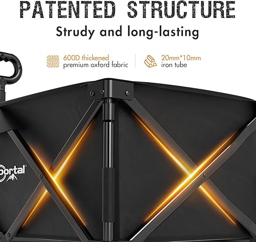 Miniatura 20 de PORTAL Carros plegables plegables de playa, resistentes con ruedas todo terreno para exteriores, campamento, jardín, compras, comestibles, plegable