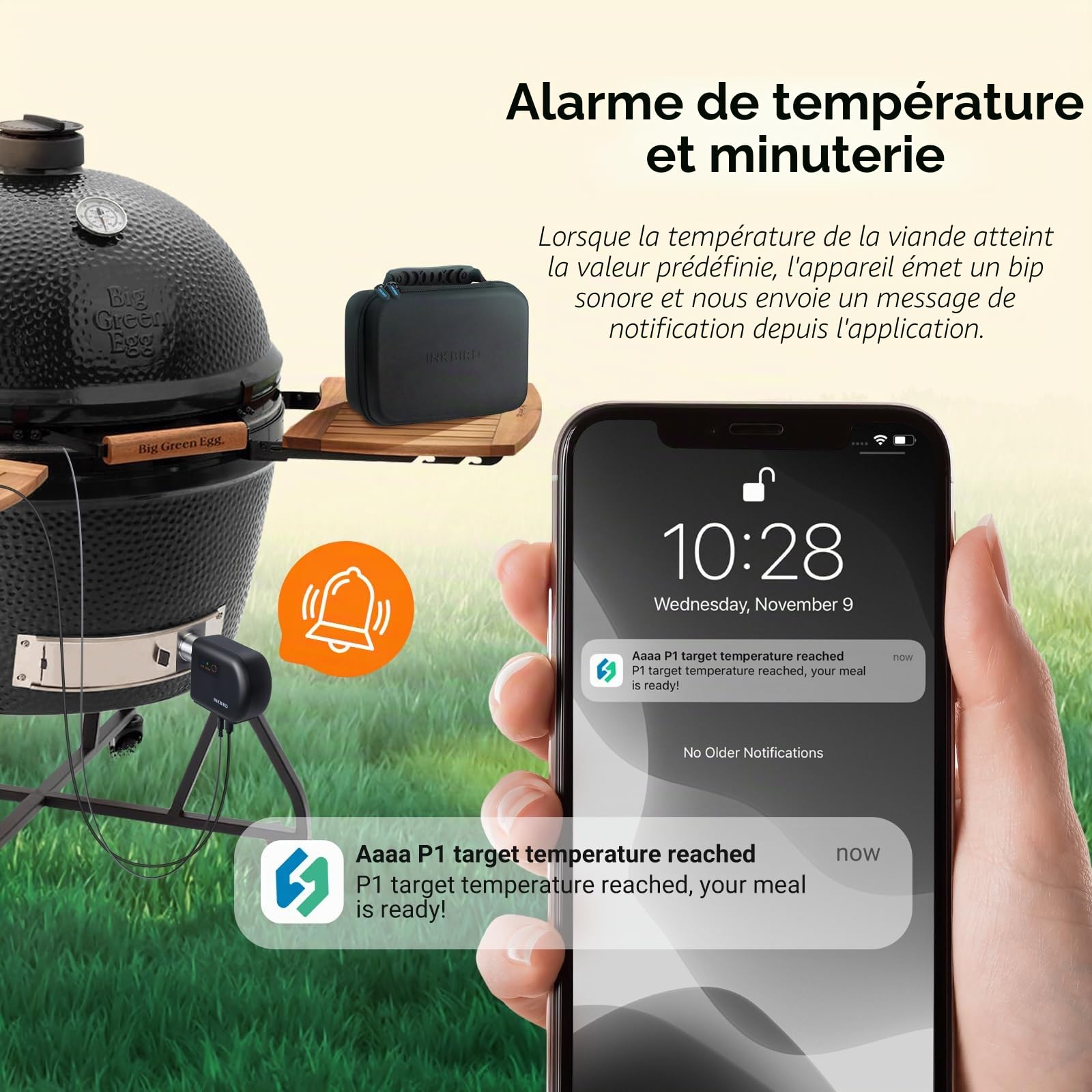 Inkbird Ventilateur de barbecue Bluetooth 5.1 et Wi-Fi 2,4 GHz - Thermomètre automatique avec 4 sondes - Compatible avec Big Green Egg, Kamado Joe, Primo, Vision Grill, Akorn Kamado