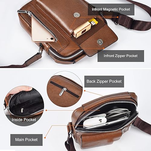 Miniatura 3 de Bolso bandolera pequeño de piel sintética para hombre, bolso bandolera casual con correa