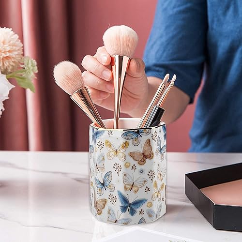 Miniatura 6 de Jwest - Soporte para bolígrafo, de cerámica, dorado brillante, con diseño de mariposa, para niñas, niños y mujeres, duradero, organizador de