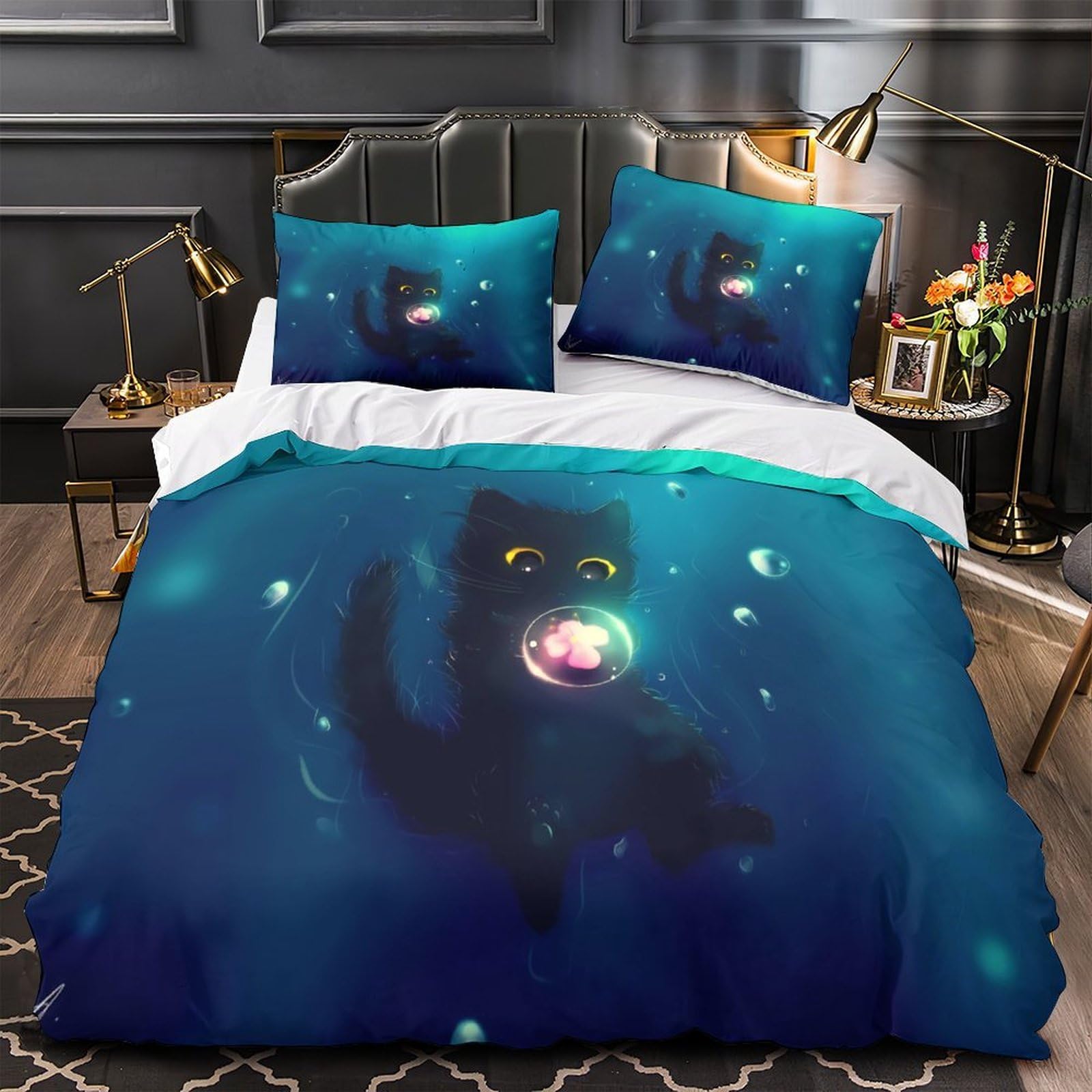 Parure de lit feuilles tropicales néon pour chambre d'ado dynamique