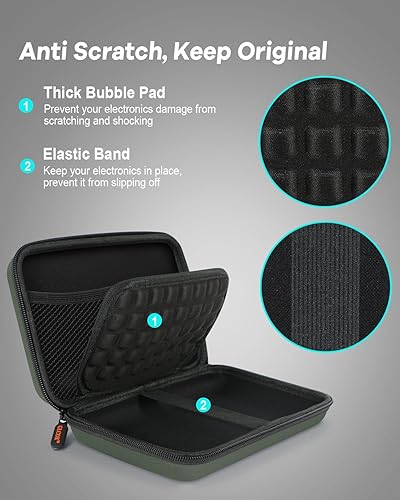 Miniatura 5 de GLCON Estuche Grande Clásico Verde Militar – Organizador Electrónico de Carcasa Rígida para Viaje – Bolsa de Almacenamiento de Accesorios