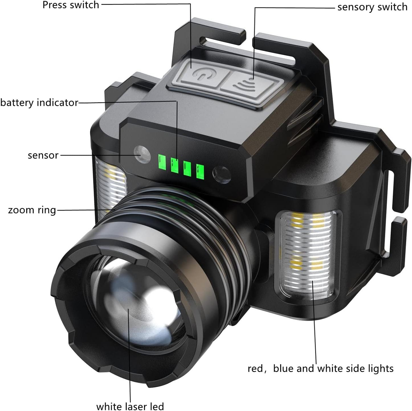 Faro delantero LED recargable de alta potencia 12000 lúmenes súper ...
