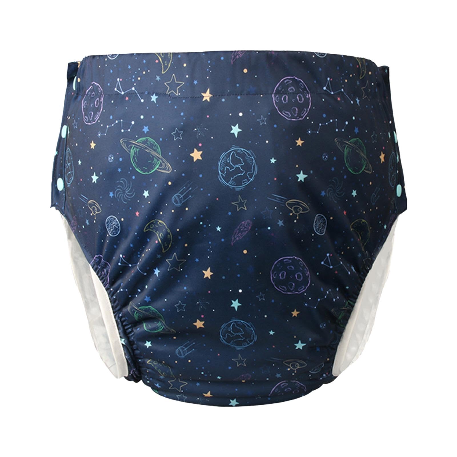 MagiDeal Couche-culotte en tissu lavable pour adulte, couvre-couche réglable avec boucle latérale pour personnes âgées, doublure en TPU Durable, imperméable et, Astronaute XL