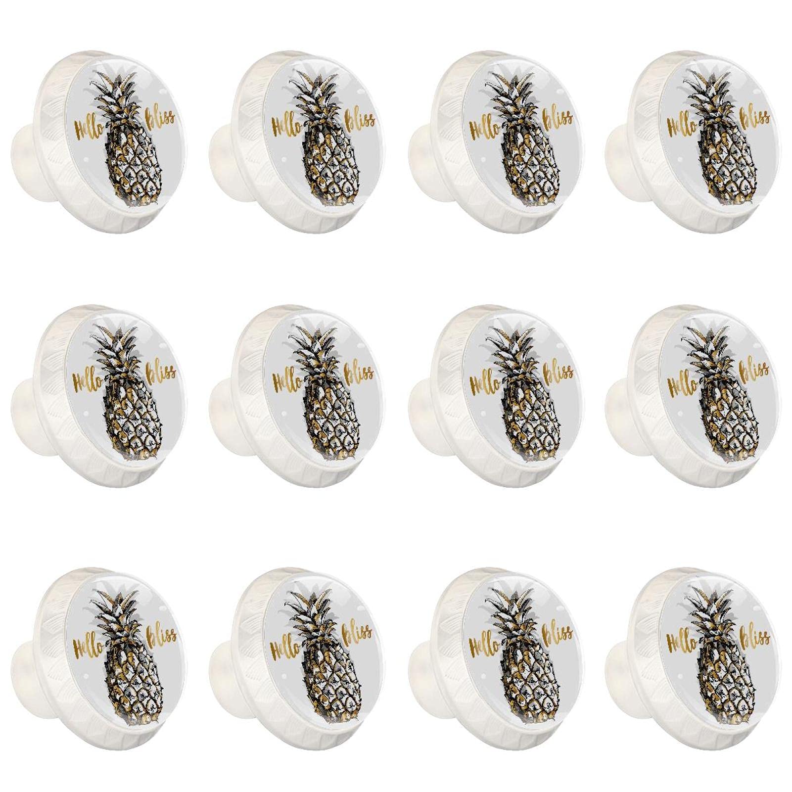 Boutons d'armoires de cuisine dorés lot de 12 poignées de tiroir motif fruits ronds