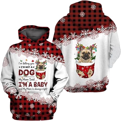 Miniatura 8 de Sudadera con capucha unisex personalizada con estampado 3D, bolsillo de perro en la nieve, sudadera con capucha 3D a todo color, amantes de los