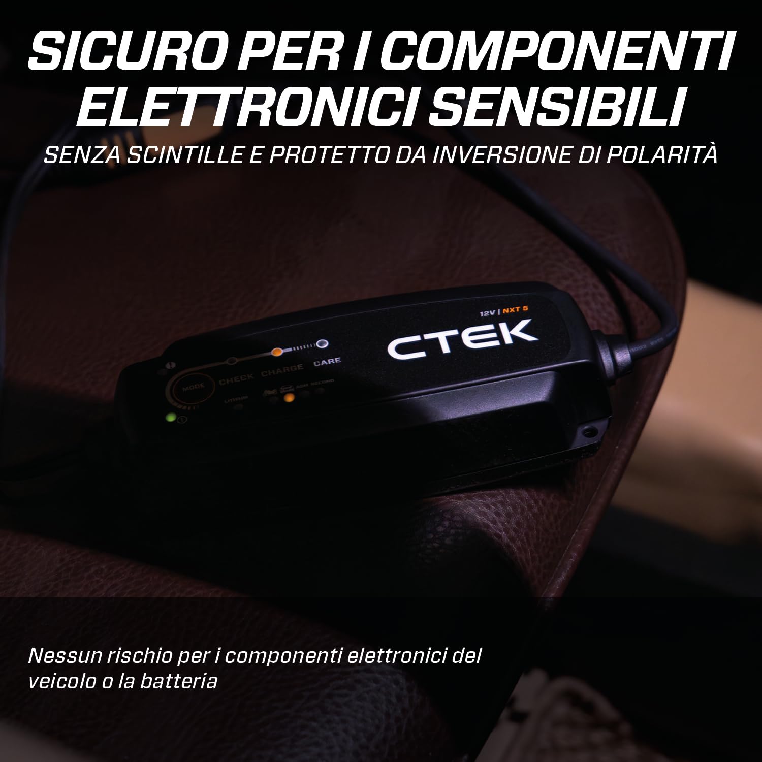 CTEK NXT 5 caricabatterie intelligente 12 V, 5 A, compatibile con batterie al piombo e al litio, modalità ricondizionamento, ottimizzazione AGM, compensazione della temperatura, mantenitore di carica