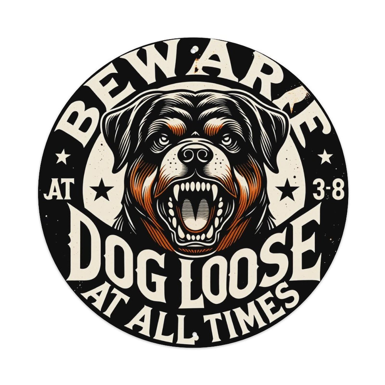 Beware Dog Loose At All Times Rottweiler Warning Sign Metal Tin Sign Plaque