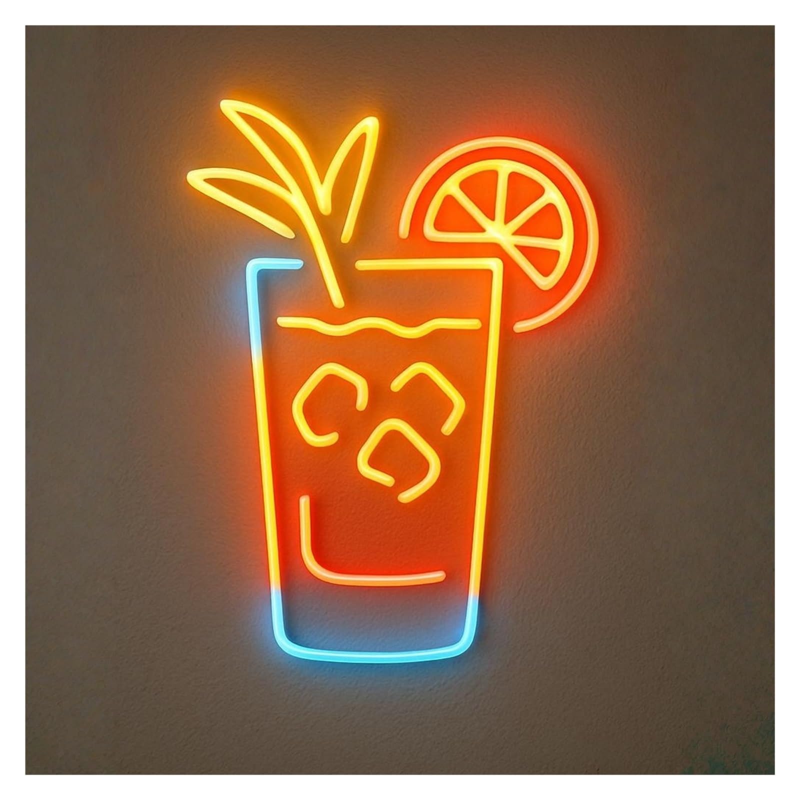 RONGCH Hanging Art Signs Cocktail Neon Sign Drink LED Light for Cocktails Nightclub Bar Bartender Birthday Party Wall Decor Dimmable Illuminated Lamp 48cm(Style D)