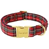 Unique style paws Dog Collar Scottish Plaid Black Red Metal Buckle Durable Puppy Collar Christmas for Small Medium Large Boys Girls Dogs