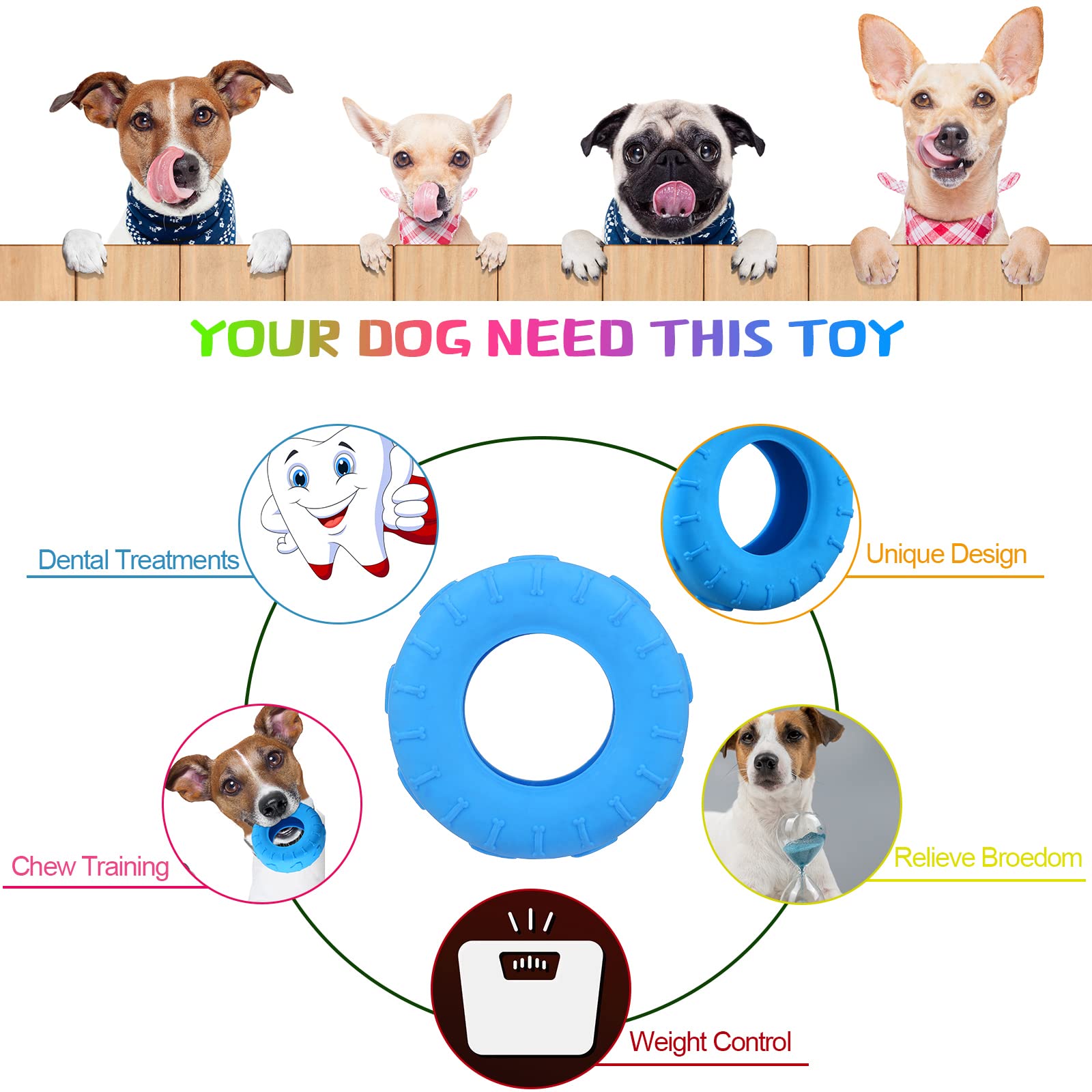 Jouets à Mâcher Pour Chien En Forme De Pneu - Lot De 2, Caoutchouc Dur, Pour Chiens Moyens Et Grands - 6