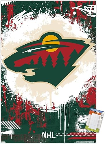 Trends International NHL Minnesota Wild - Póster de pared con logotipo Maximalist 23, 14.72 x 22.37 pulgadas, paquete de póster y montaje prémium