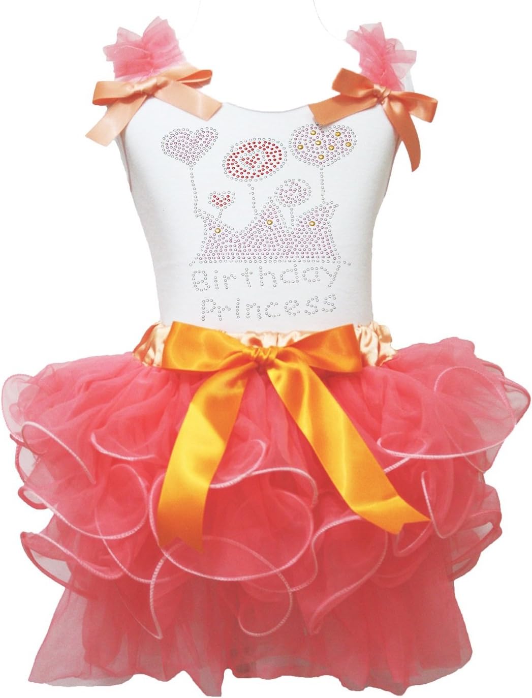 Petitebella Birthday Princess Baby Dress White Shirt Orange Bow Coral Petal Skirt Set 1-8y