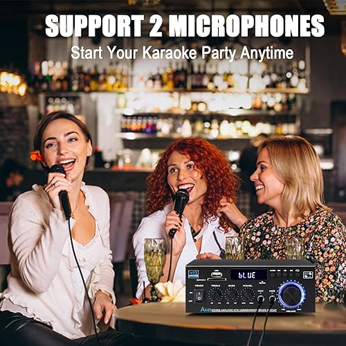 Miniatura 5 de AK45 Amplificador Bluetooth 5.0 Receptores estéreo de audio para el hogar, máximo 300 W, sistema amplificador de potencia estéreo de 2.0 canales con