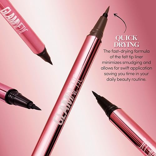 Miniatura 10 de Glamnetic Delineador de ojos magnético con punta de fieltro, color negro, 0.025 onzas líquidas, color negro, resistente a las manchas e impermeable,