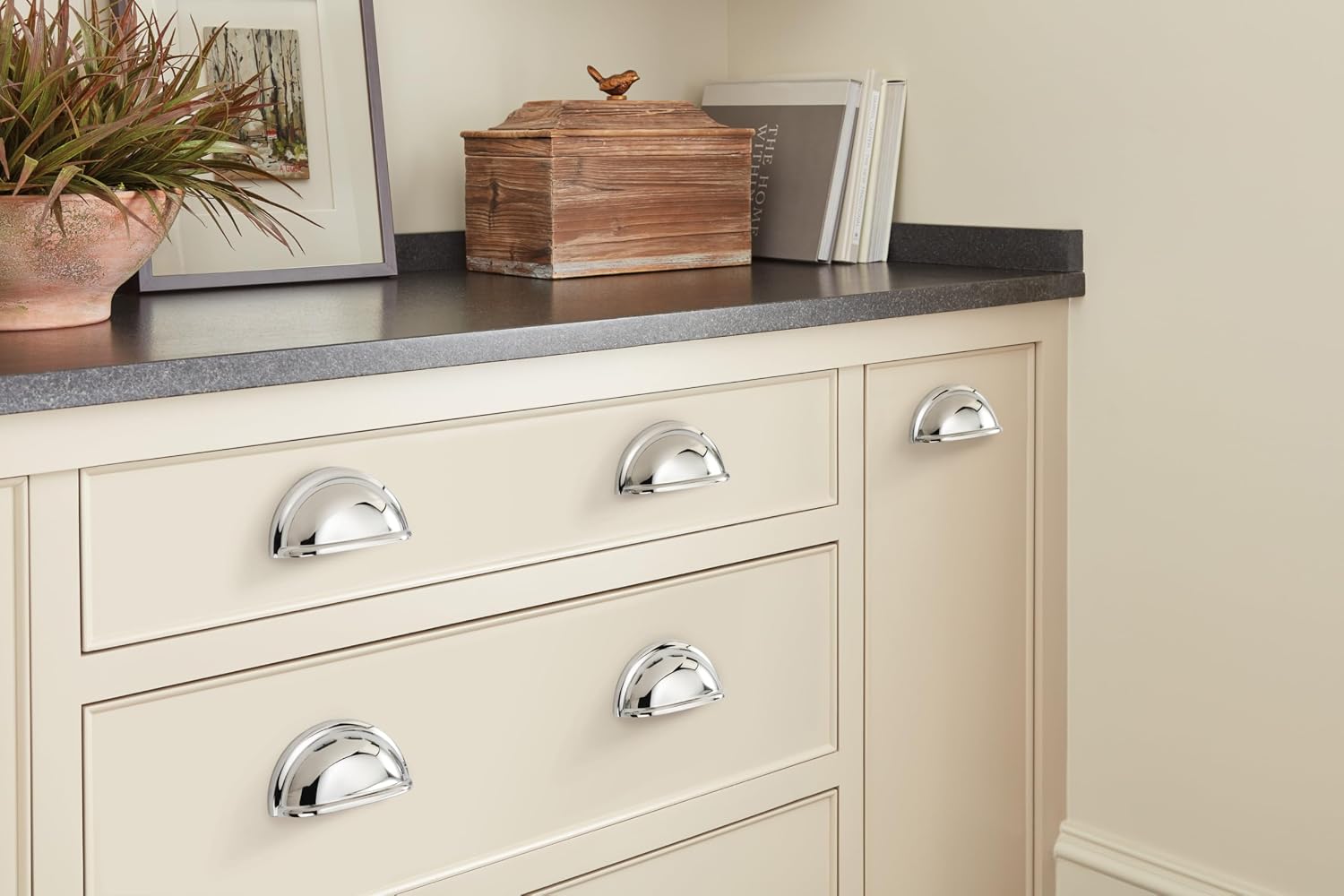 Amerock Cup Pulls 3 inch (76mm) Center-to-Center Polished Chrome Cabinet Cup Pull - 25 Pack
