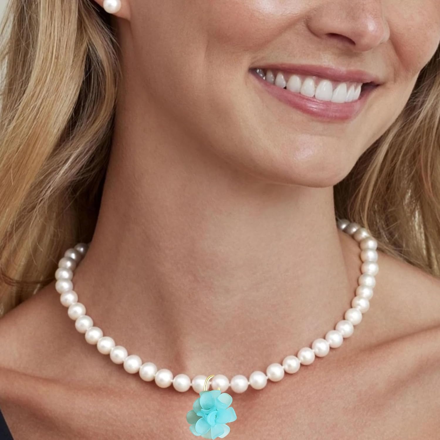 Flower Pearl Collar Necklace Floral Flowers Statement Summer Beach Chokers Necklaces for Women - Image 2