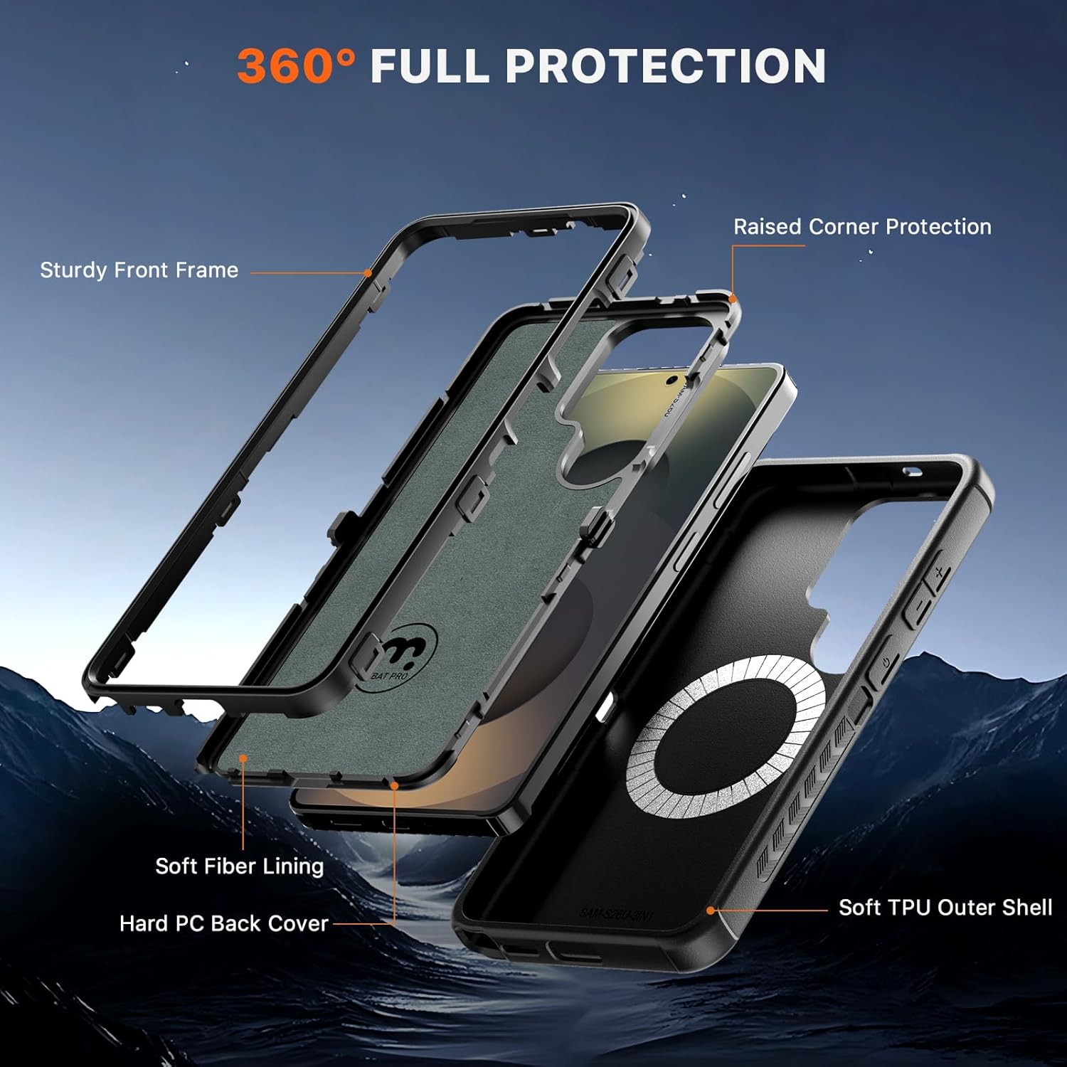 M MYBAT PRO for Samsung Galaxy S26 Ultra Case,Magnetic Cover with Drop-Tested Armor,Heavy Duty Protection Case for Galaxy S26 Ultra,Shockproof Cover|Supports Wireless Charging Black
