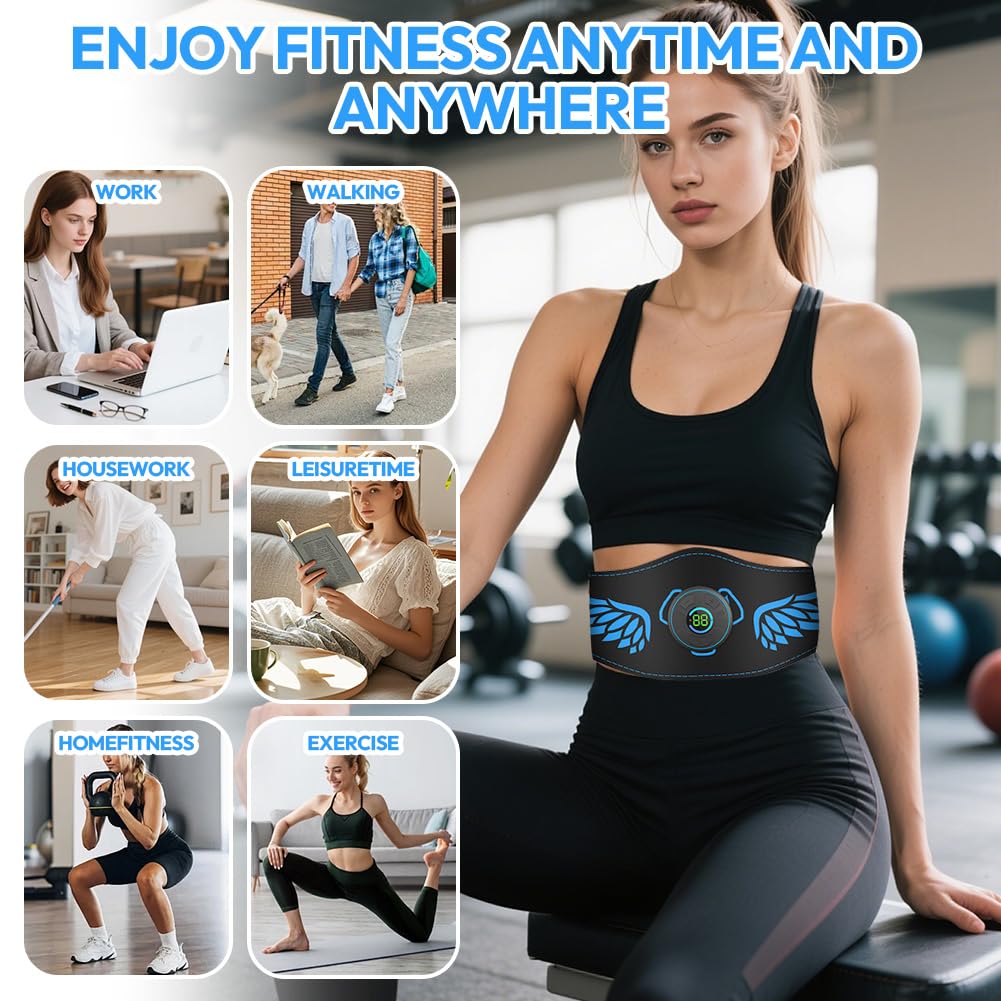 EMS Bauchmuskeltrainer Elektrisch, EMS Trainingsgerät, mit 10 Modi & 39 Intensitätsstufen, Bauchtrainer Elektrisch, für Bauch/Arme/Beine, Männer und Frauen