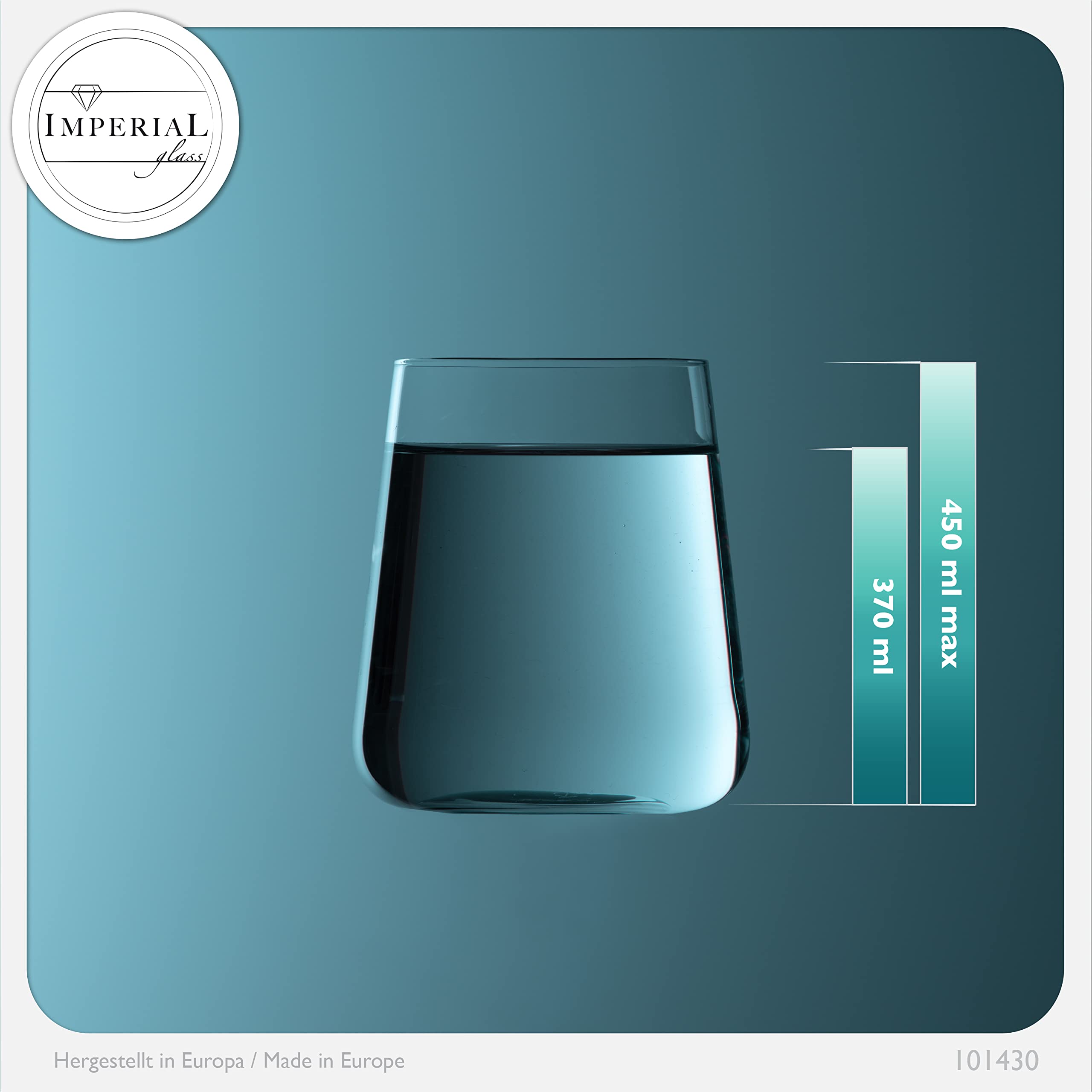 Imperial - Juego de 12 vasos de cristal (370 ml, máx. 450 ml)