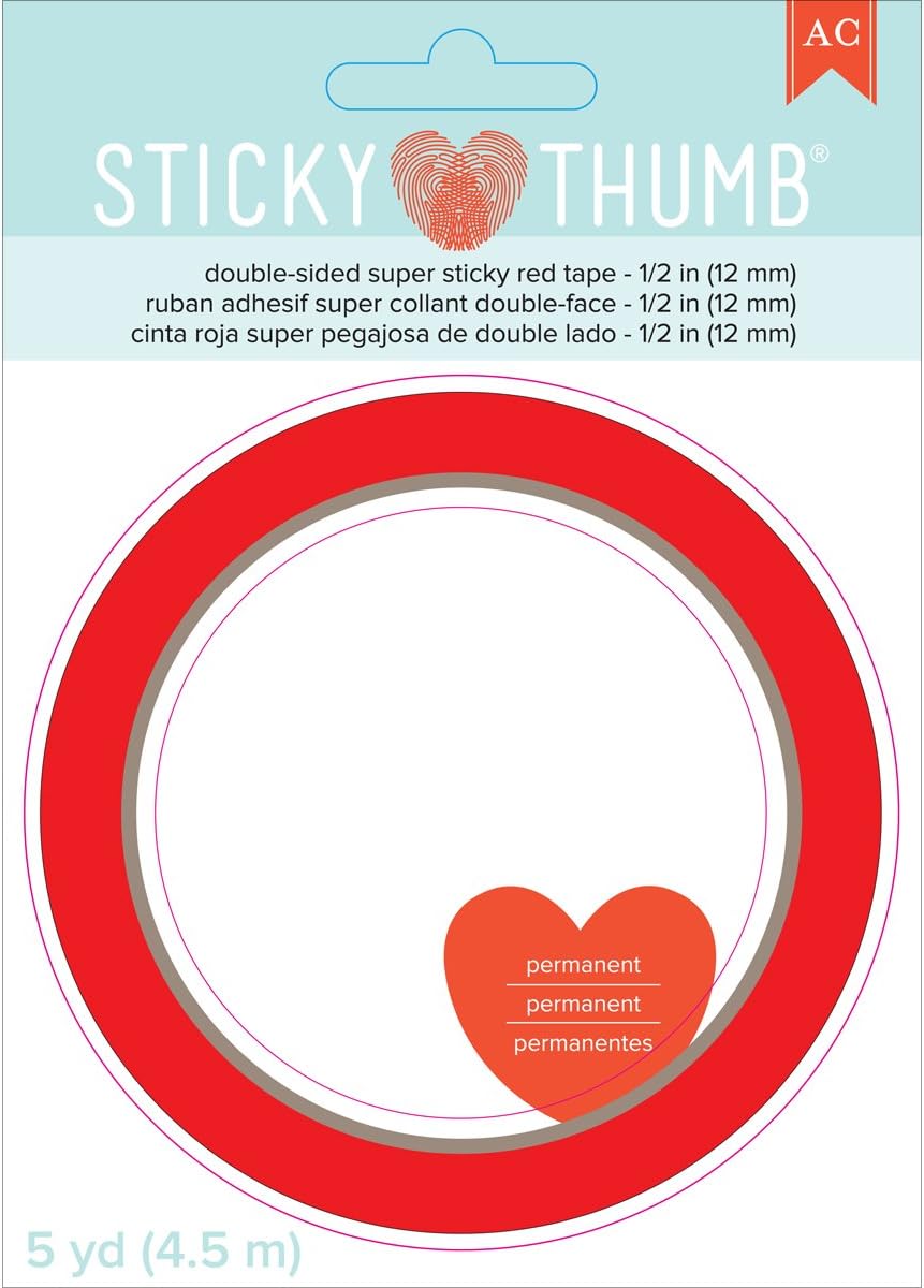 American Crafts Sticky Thumb Double-Sided Super Sticky Red Tape-.5" X5yd