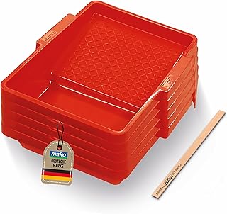 5X mako Profi Farbwannen 25 x 32 cm - langlebige Lackierwannen für präzises Arbeiten, ergonomische Haltegriffe für sicheren Halt, professionelle Qualität Made in Germany, inkl. Rührholz