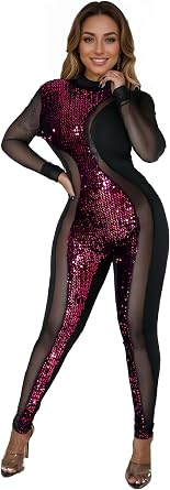 Zoctuo Sequin Jumpsuit for Women Holiday Parties,New Years Eve,Clubwear,Cocktail