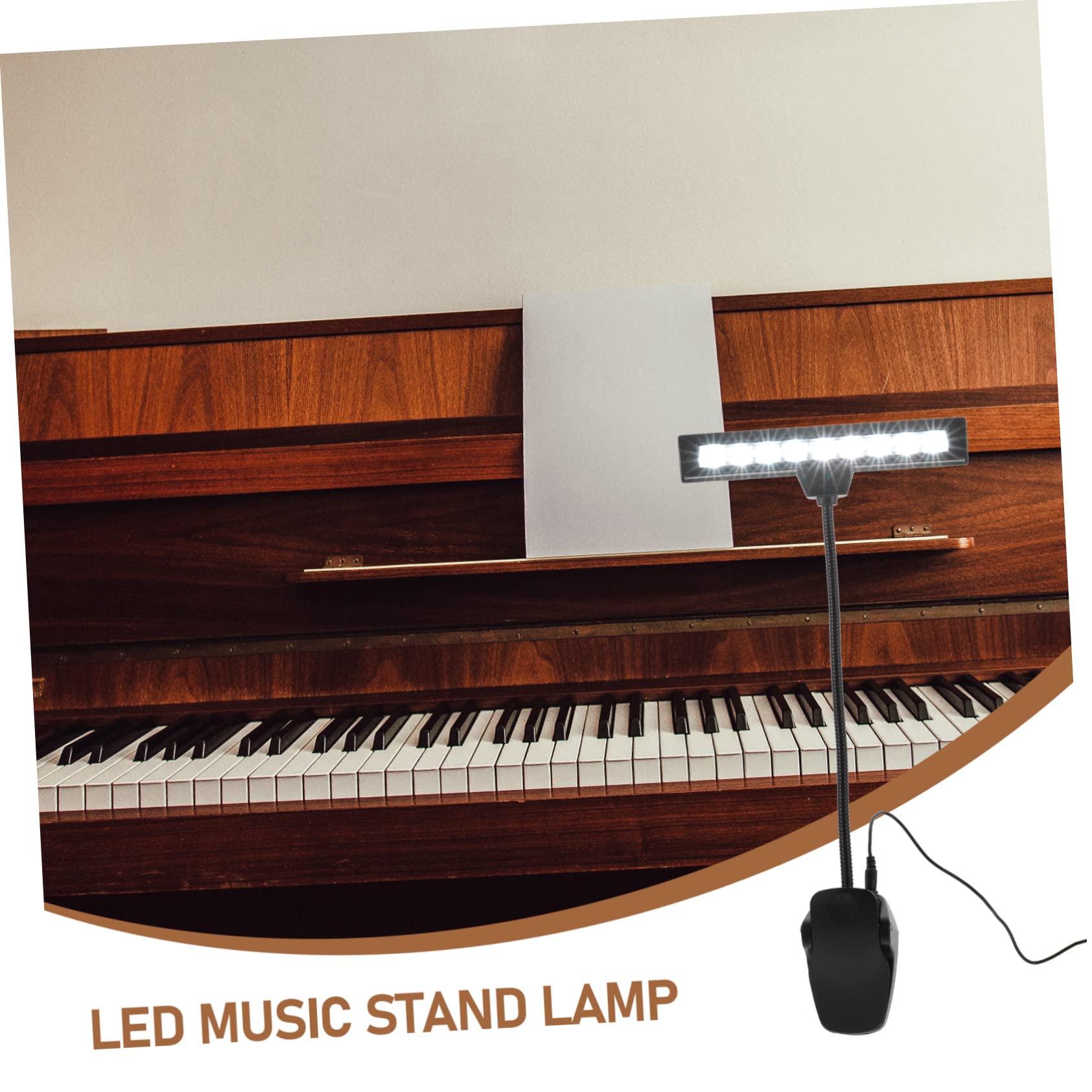 FRCOLOR Lampada per Leggio Musicale LED Luce per Pianoforte con Clip Regolabile senza Batterie Nero per Orchestra Scrivania Tavolo