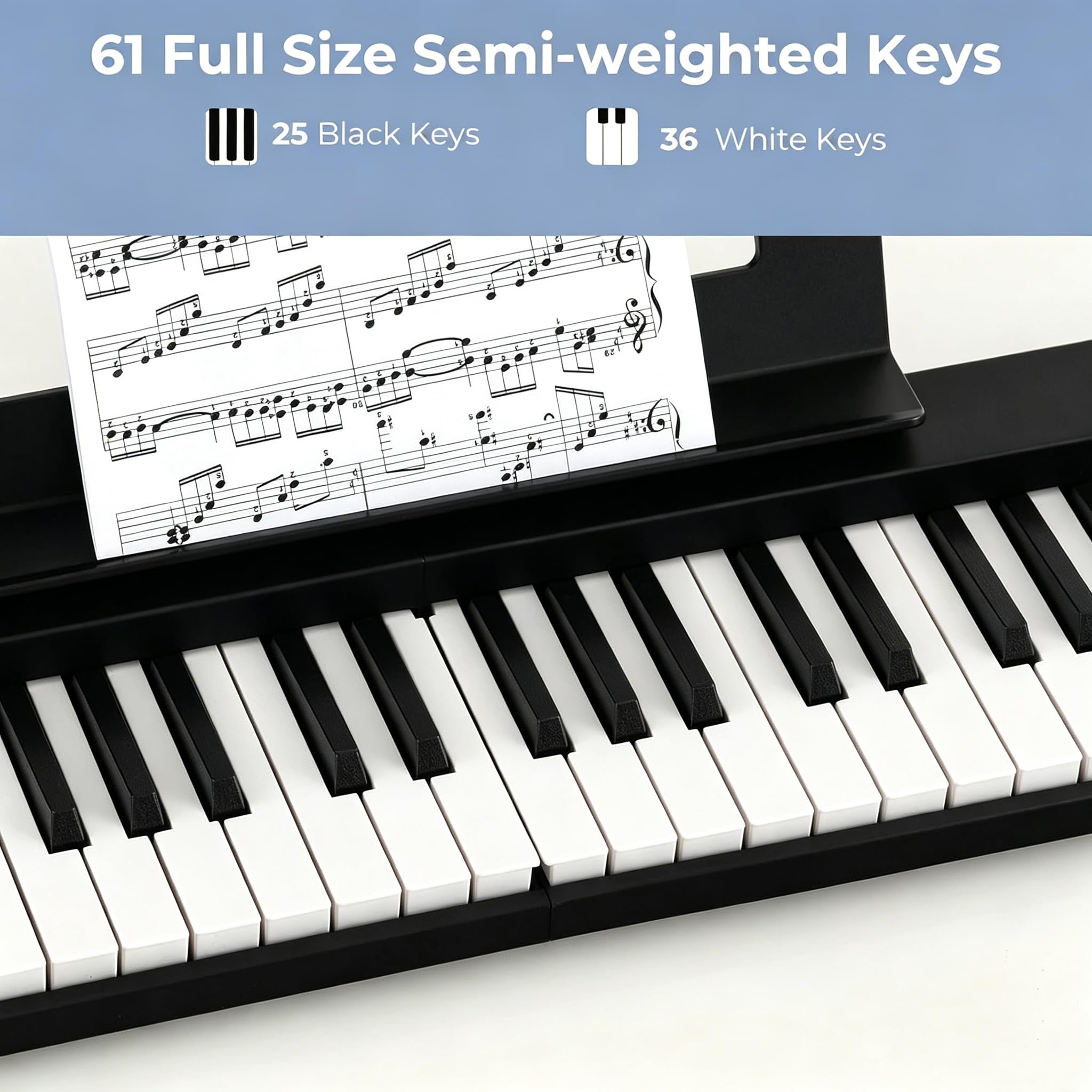 KOMFOTTEU Pianoforte Digitale 61 Tasti Pieghevole con Display LED & Bluetooth, Tastiera Elettronica Multifunzionale per Principianti, Pianola Facile da Trasportare con Borsa per Pianoforte