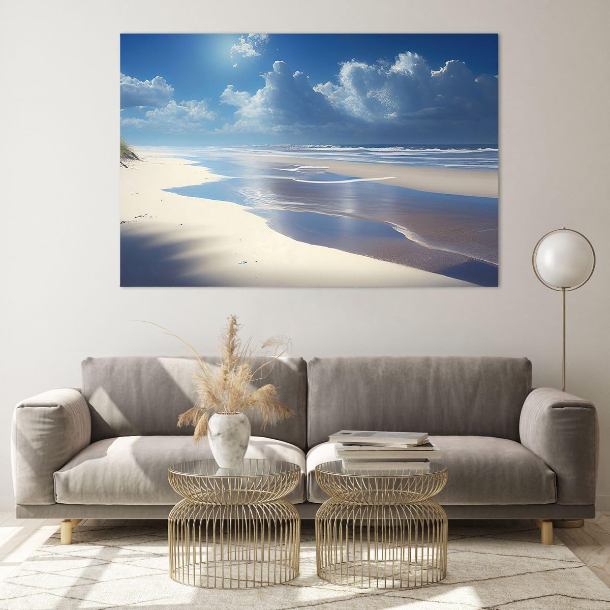 ARTTOR Vidrio Decorativo 120x80cm Moderno Horizontal Paisajes Marino - 5789 | Playa Océano Vacaciones Cuadro sobre Vidrio Grande Arte mural Dormitorio Cuadros de Pared Impresión en Cristal ARTTOR