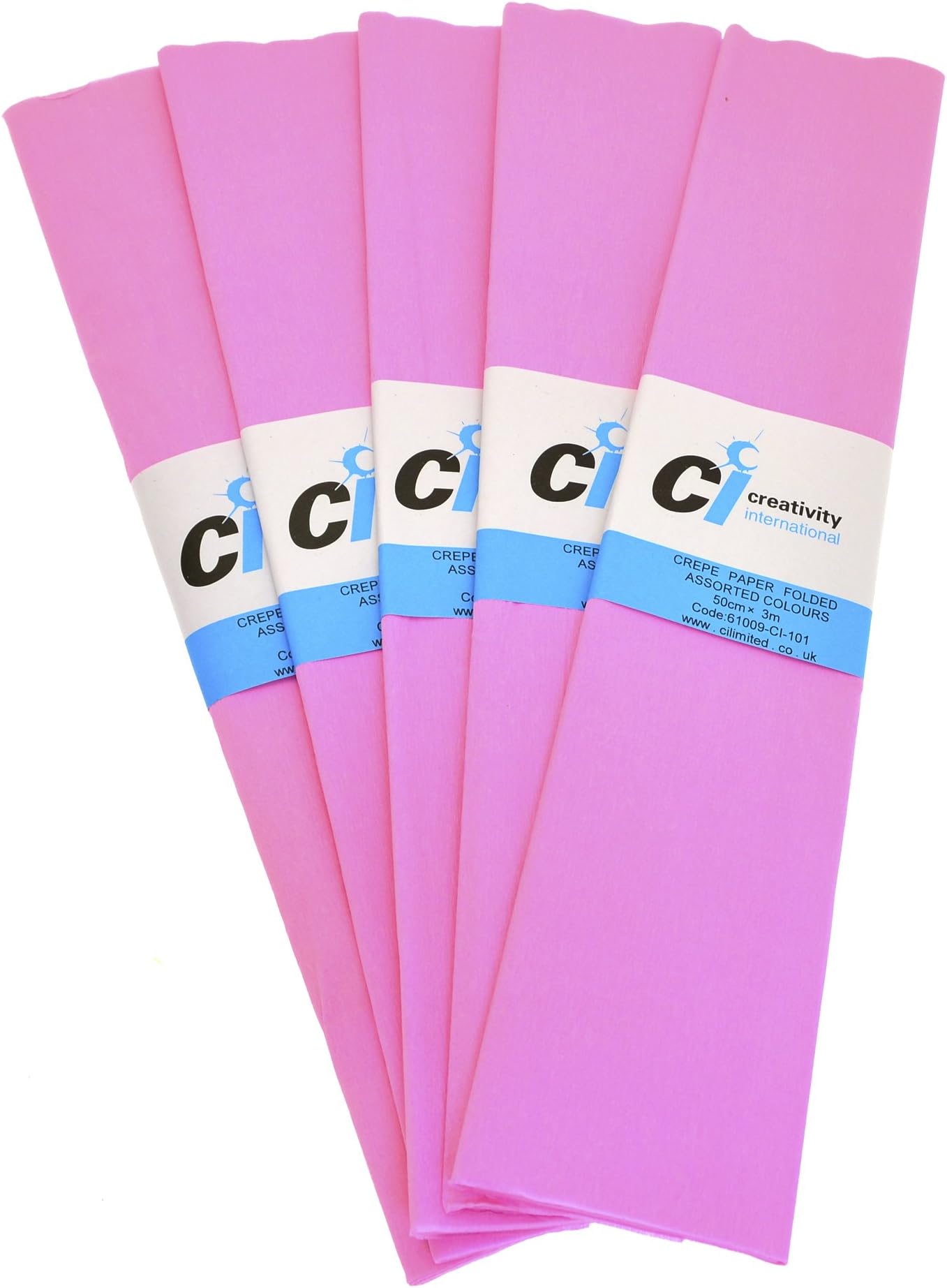 CI 10 Sheets Super Value Crepe Paper, Pink, Each Sheet Measures 50cm x 3m