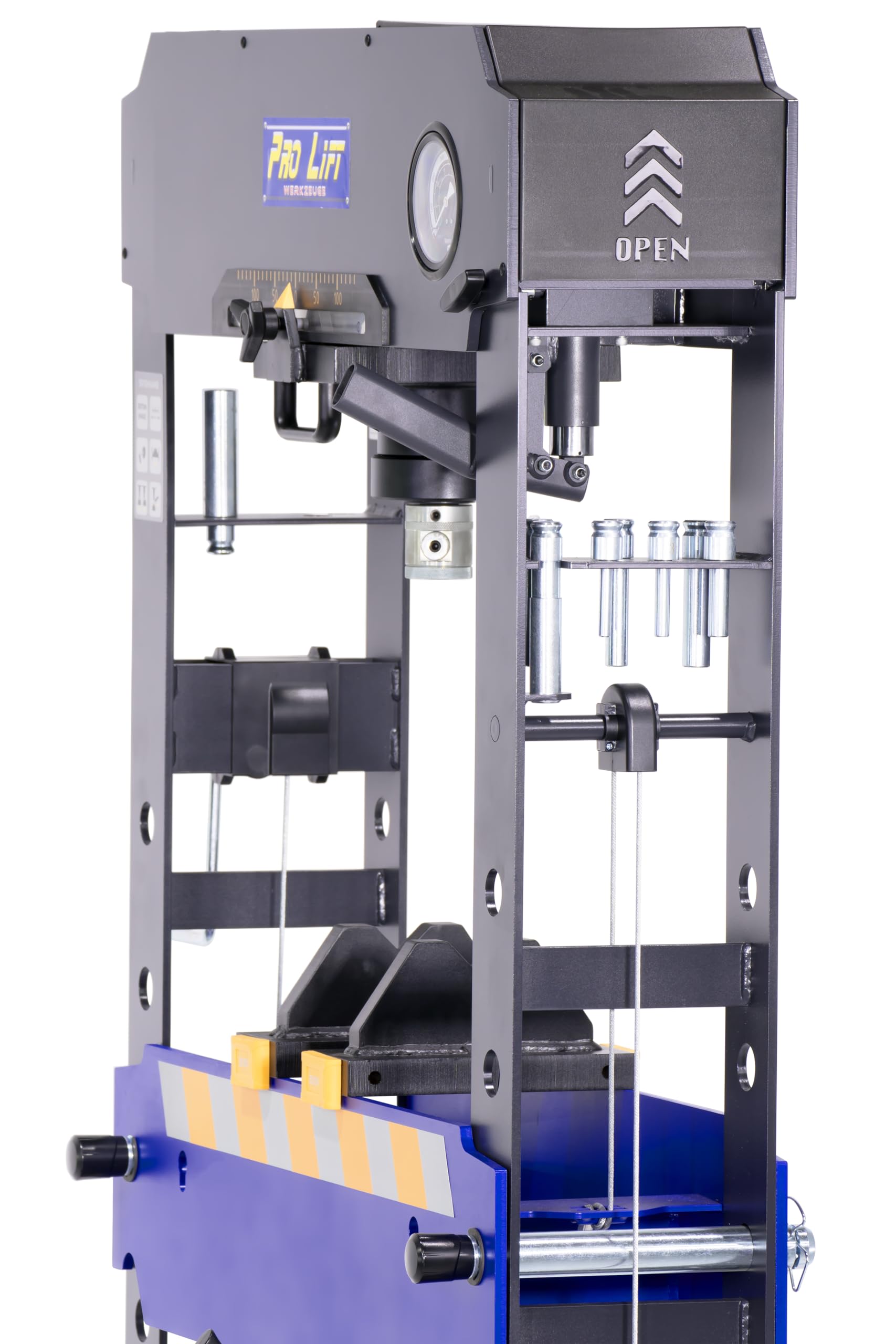 30t 00012 - Pressa da officina, dimensioni interne: 750 mm, extra larga, manuale + pneumatica