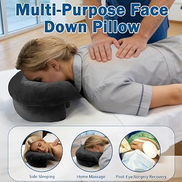 Face Down Pillow After Eye Surgery Recovery, Retinal Detachment Vitrectomy Recovery Equipment, Ideal for Side Sleeper Raise Head Relieve Neck Shoulders Pressure, Home Massage Table Pillow, Black