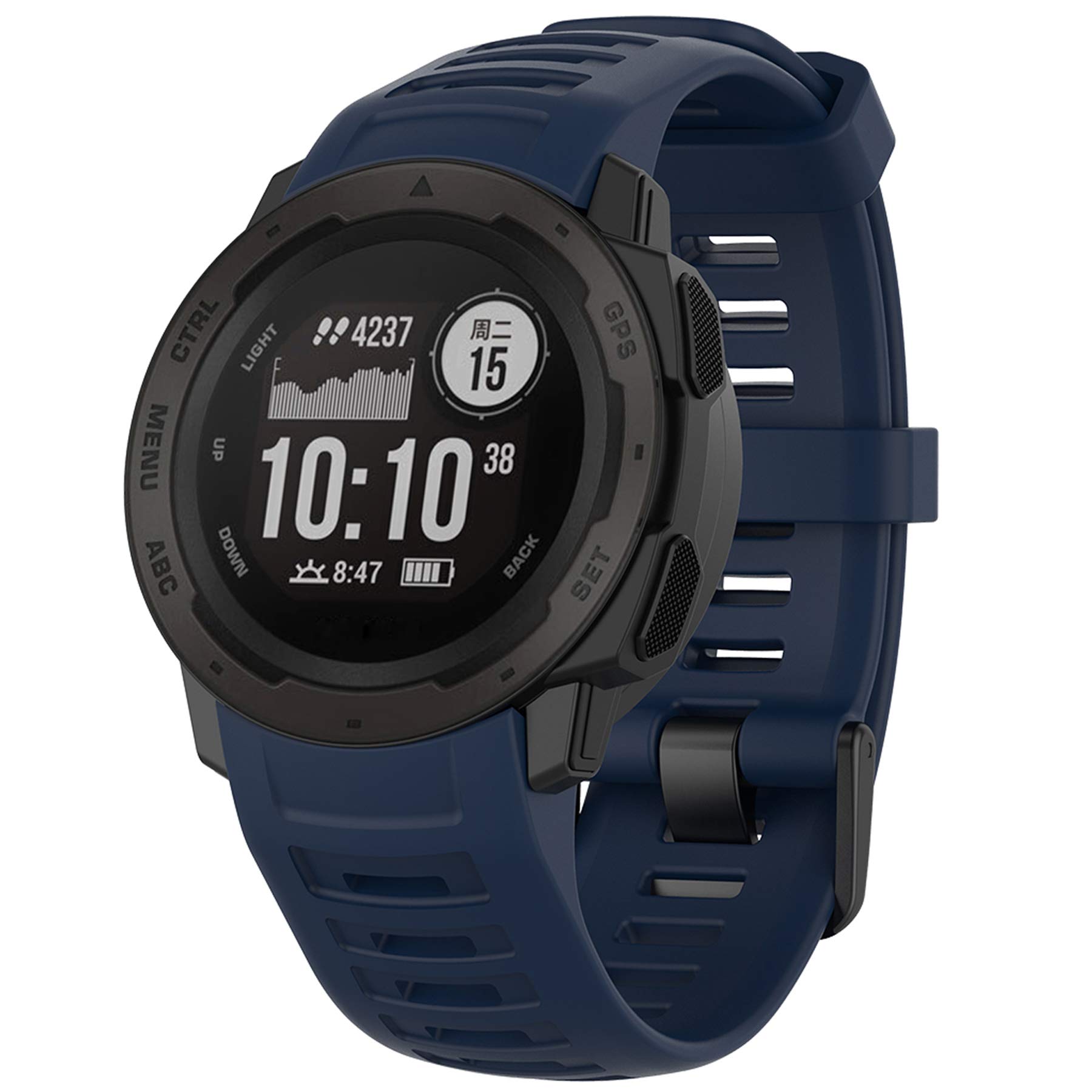 Pasek z etui kompatybilny z Garmin Instinct dla kobiet i mężczyzn, klasyczny miękki silikonowy pasek do zegarka Garmin Instinct Tide / Tactical/Dual Power Surf/Power/Esports Watch (biały pasek