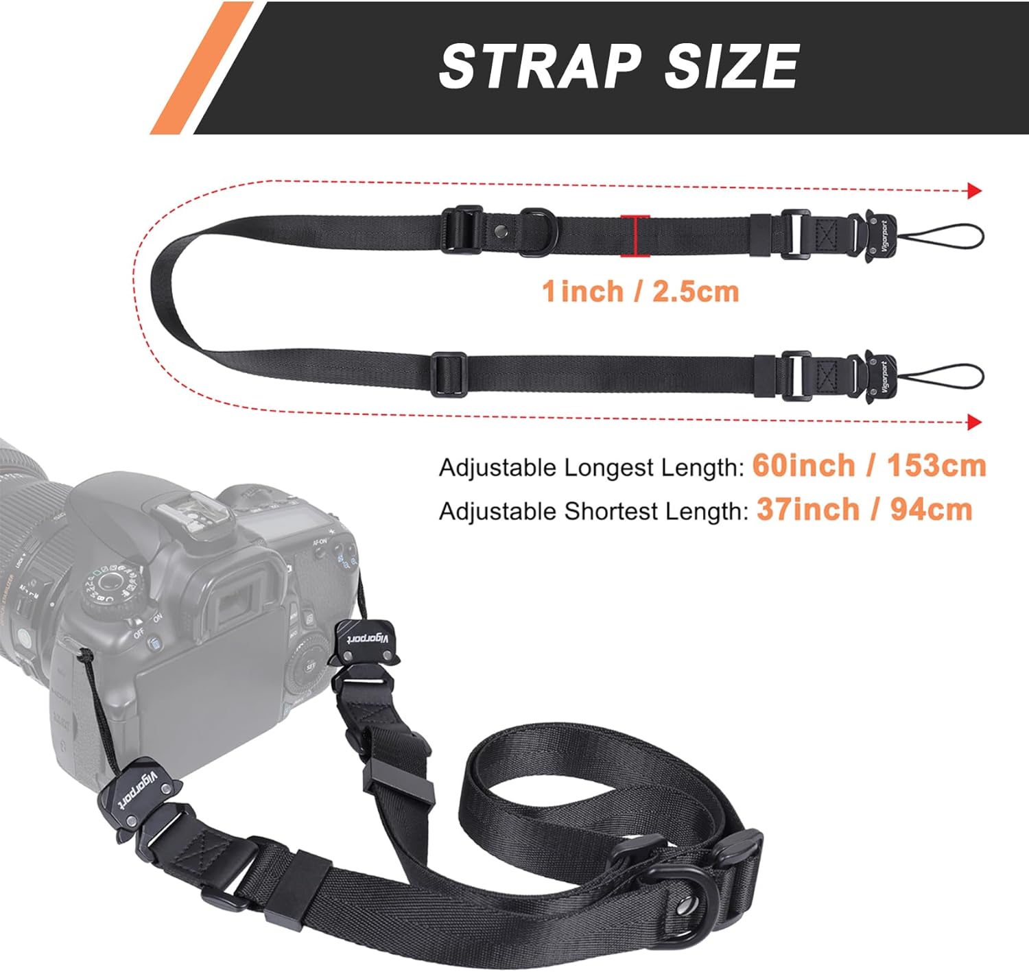 Vigorport Camera Strap, Crossbody Shoulder Strap, Camera Neck Strap with Quick Release Metal Buckle for DSLR/Binoculars - Image 2