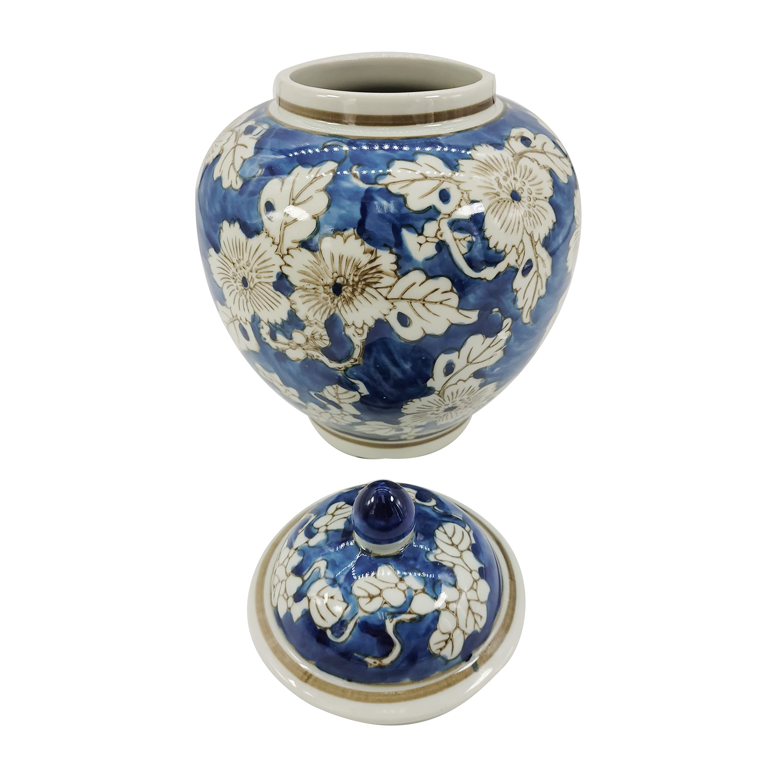 Traditional Ceramic Storage Jar Galt Chinoiserie Floral  Galt Chinoiserie Blue and White Floral Ginger Jar with Lid Porcelain NWT main image 1
