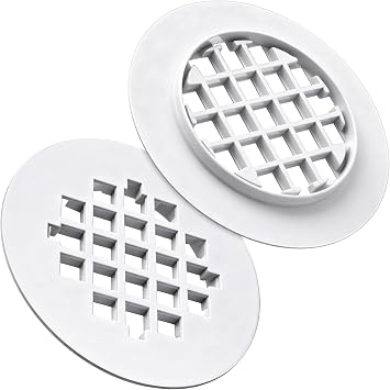 Enhon 2 Pack 4-1/4 Snap in Shower Drain Cover, Round Strainer Drain Grid, Bathroom Shower Grate Cap Replacement for Hair Catcher White,PVC Plastic