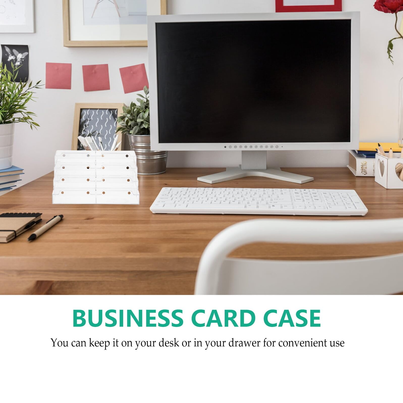 Caja de Tarjetas de Visita de Acrílico Transparente 2 Piezas | Organizador Compacto para Notas, Diseño Limpio y Ordenado, Uso en Escritorio y Habitación
