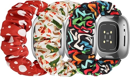 Ecogbd Elastische Scrunchie Ersatzarmband Kompatibel mit Fitbit Versa 4/Versa 3/