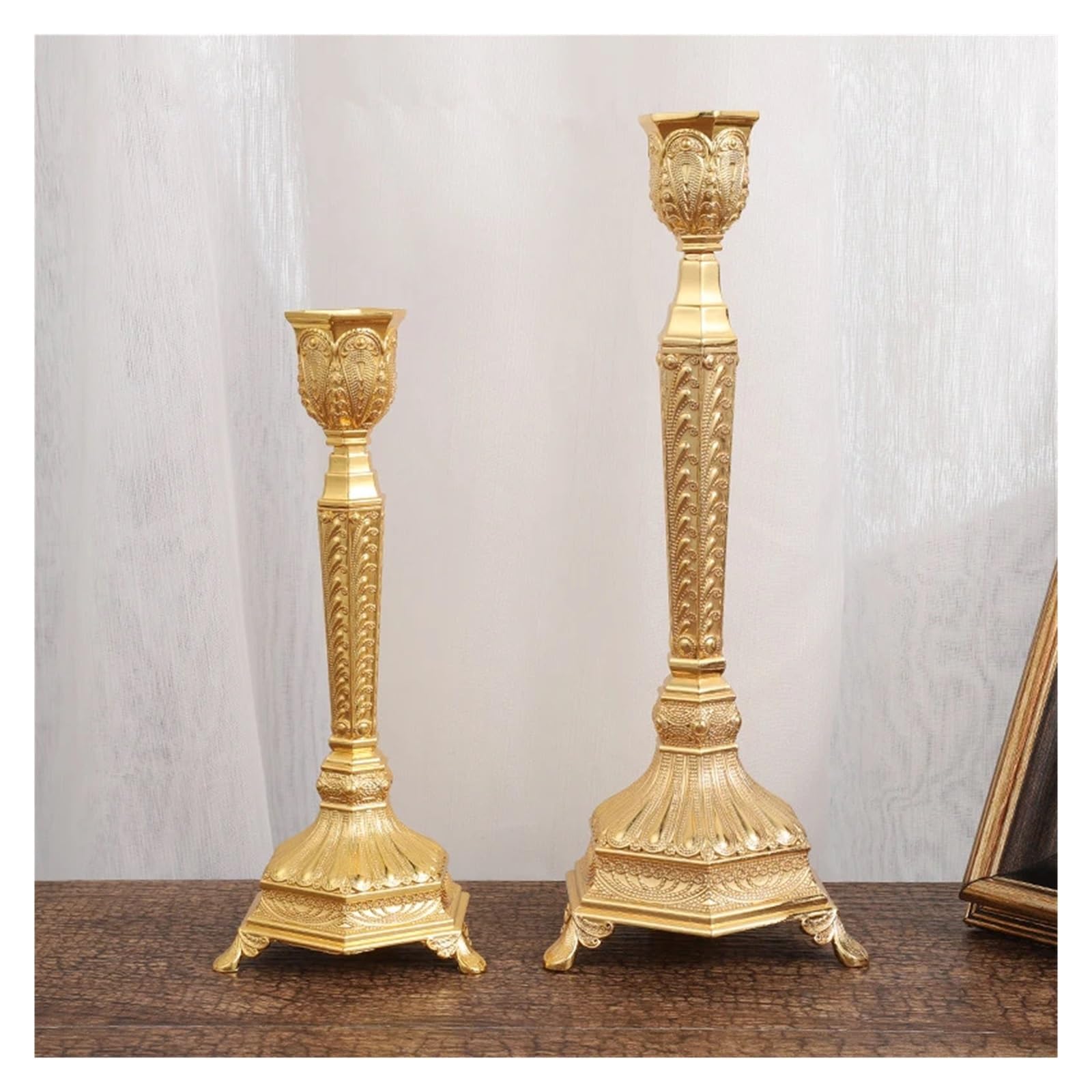 Candelabro Elegante candeliere Romantico Matrimonio Festa a lume di Candela Bastone portacandele centrotavola for la Decorazione della tavola di casa(Gold Big)