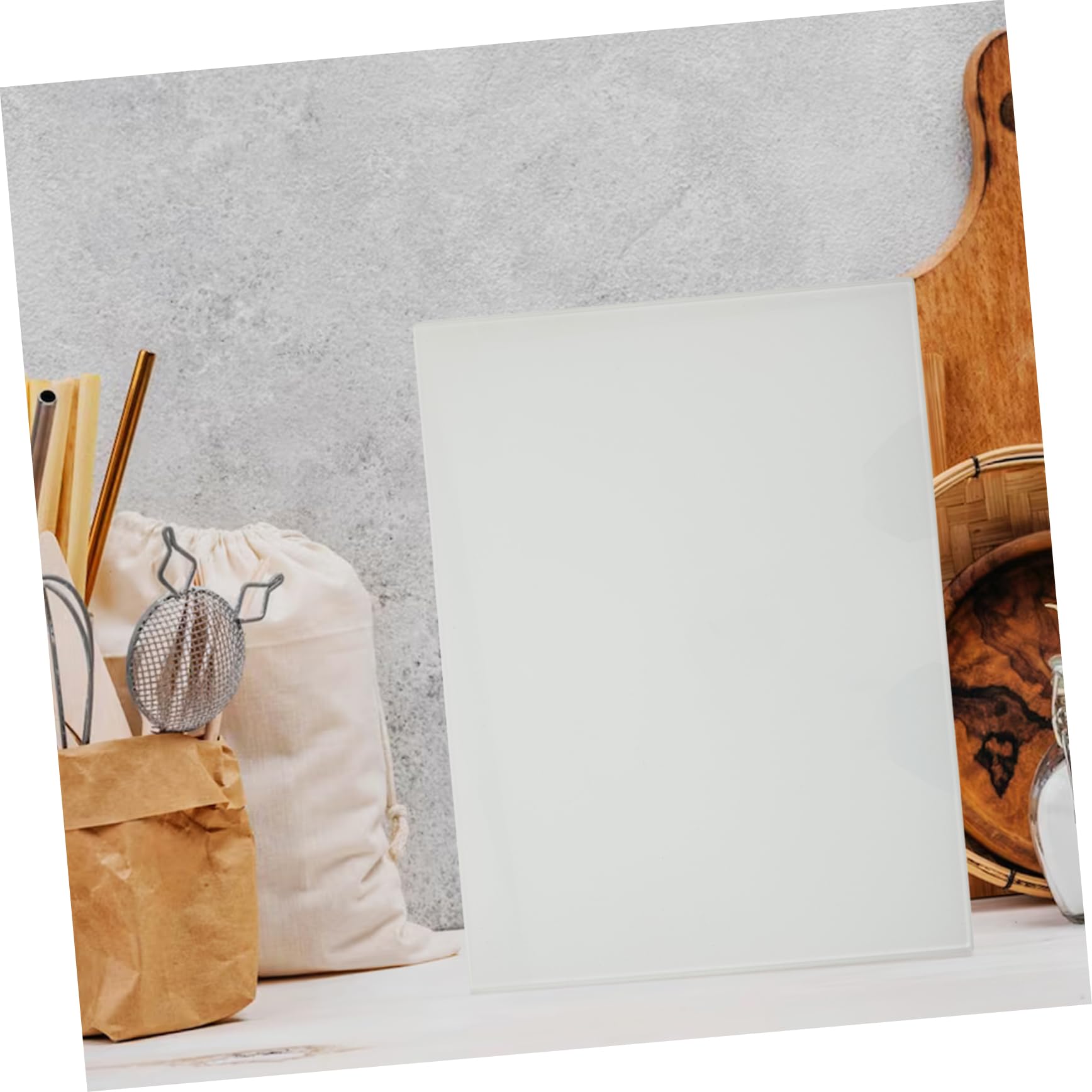 Planche à Découper en Verre Trempé Rectangulaire Cuisine | Surface Imprimée, Format Compact pour Petites Découpes, Pose sur Plan de Travail