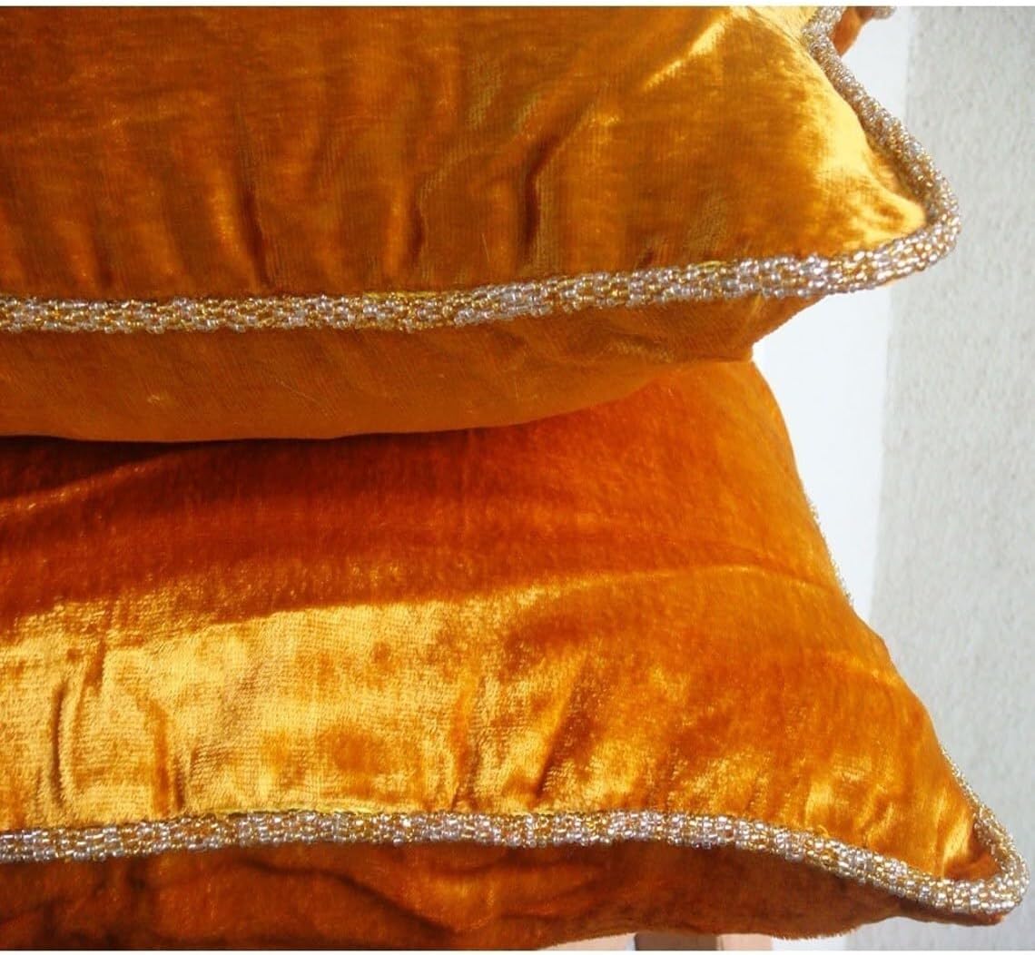 The HomeCentric Euro Pillow Sham, Gold European Covers 26x26 Inch (65x65 cm) Velvet Cases, Solid Color, Contemporary Easter - Glorious Flame