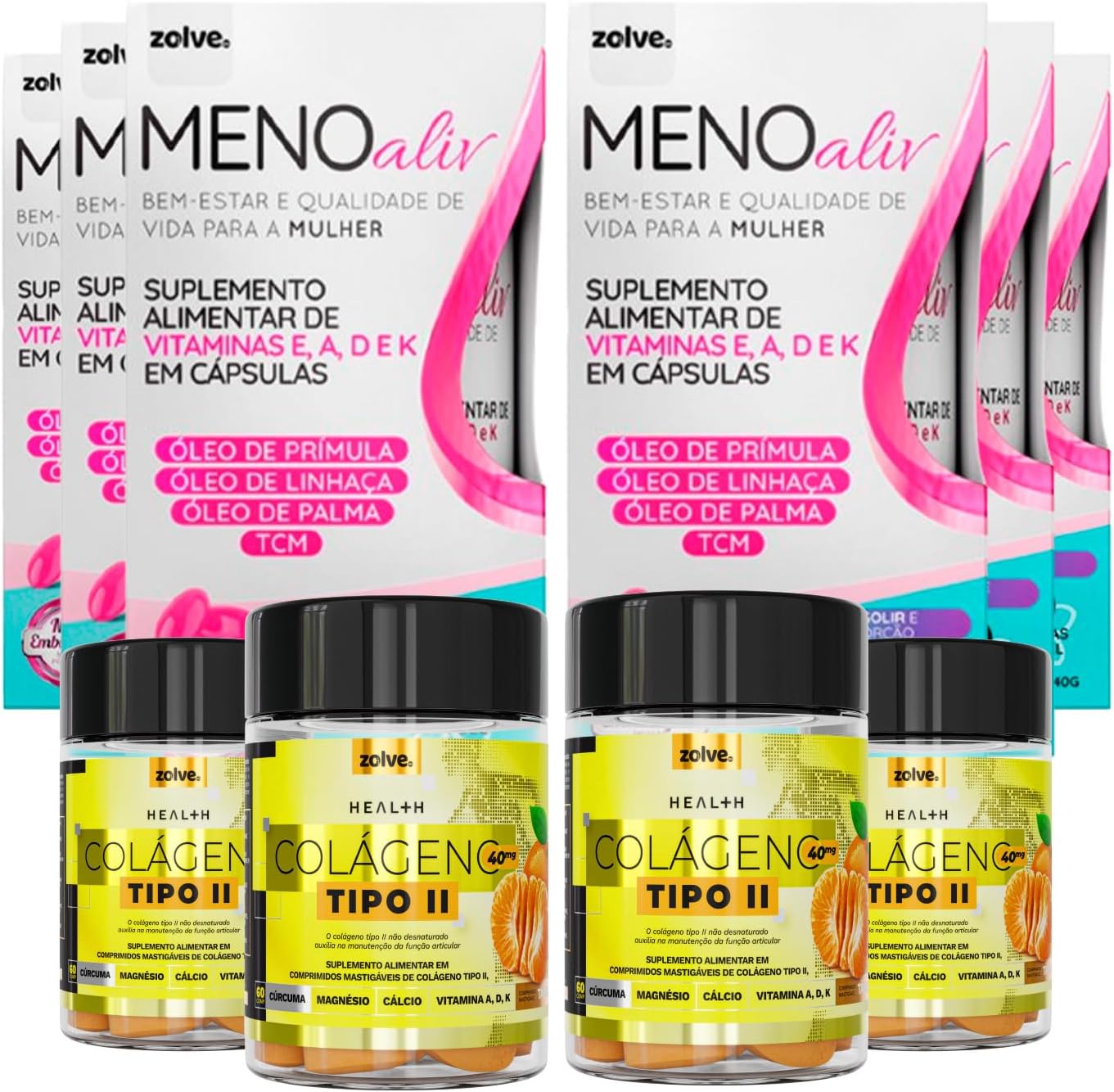 6pt Meno Aliv + 4pt Colágeno tipo 2 – Bem-estar feminino e suporte nutricional para articulações