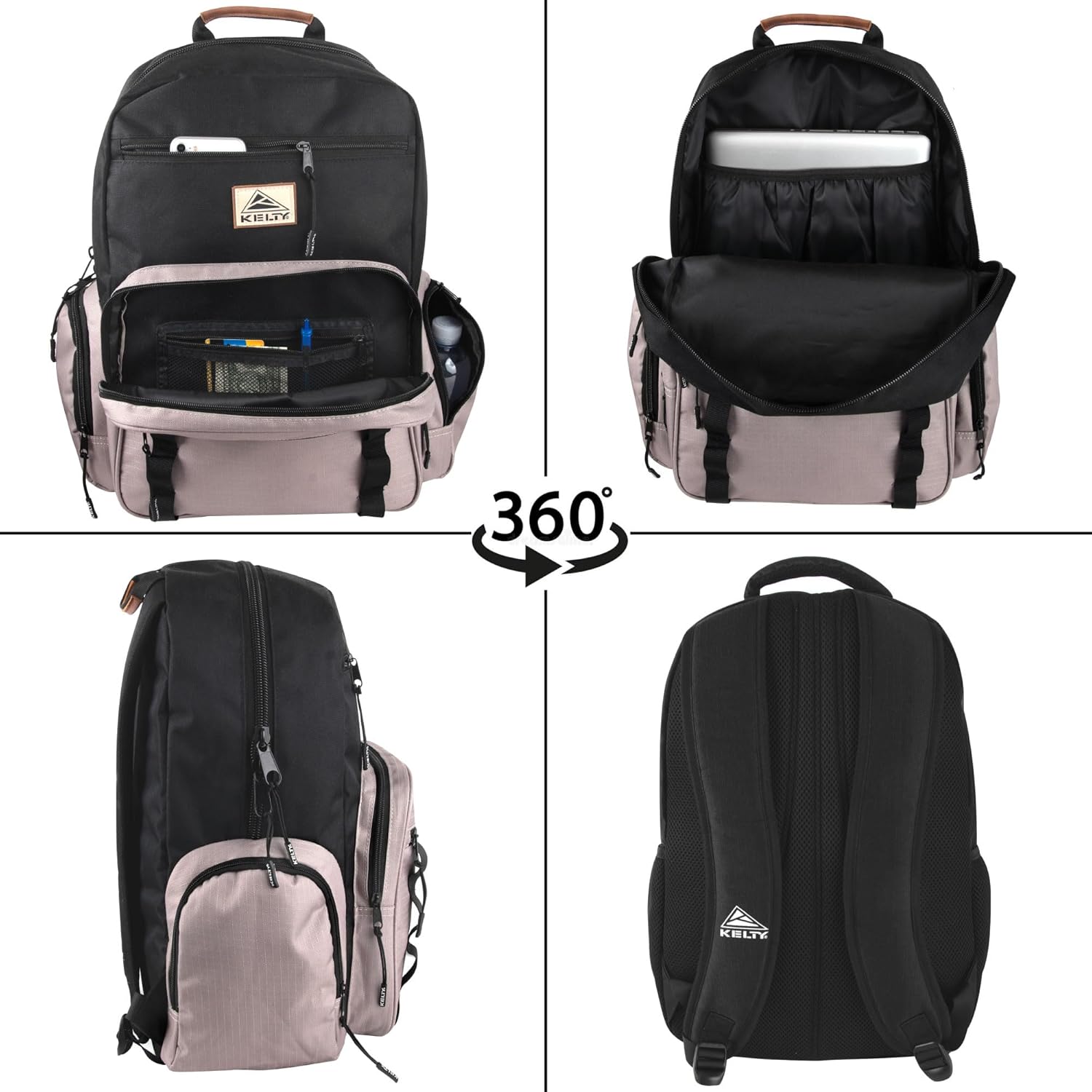 Kelty Canvas Laptop Backpack | 18 Inch, 25 Liter Work and College Backpack for Women, Men with Side Water Bottle Pockets (Earthy Tones)