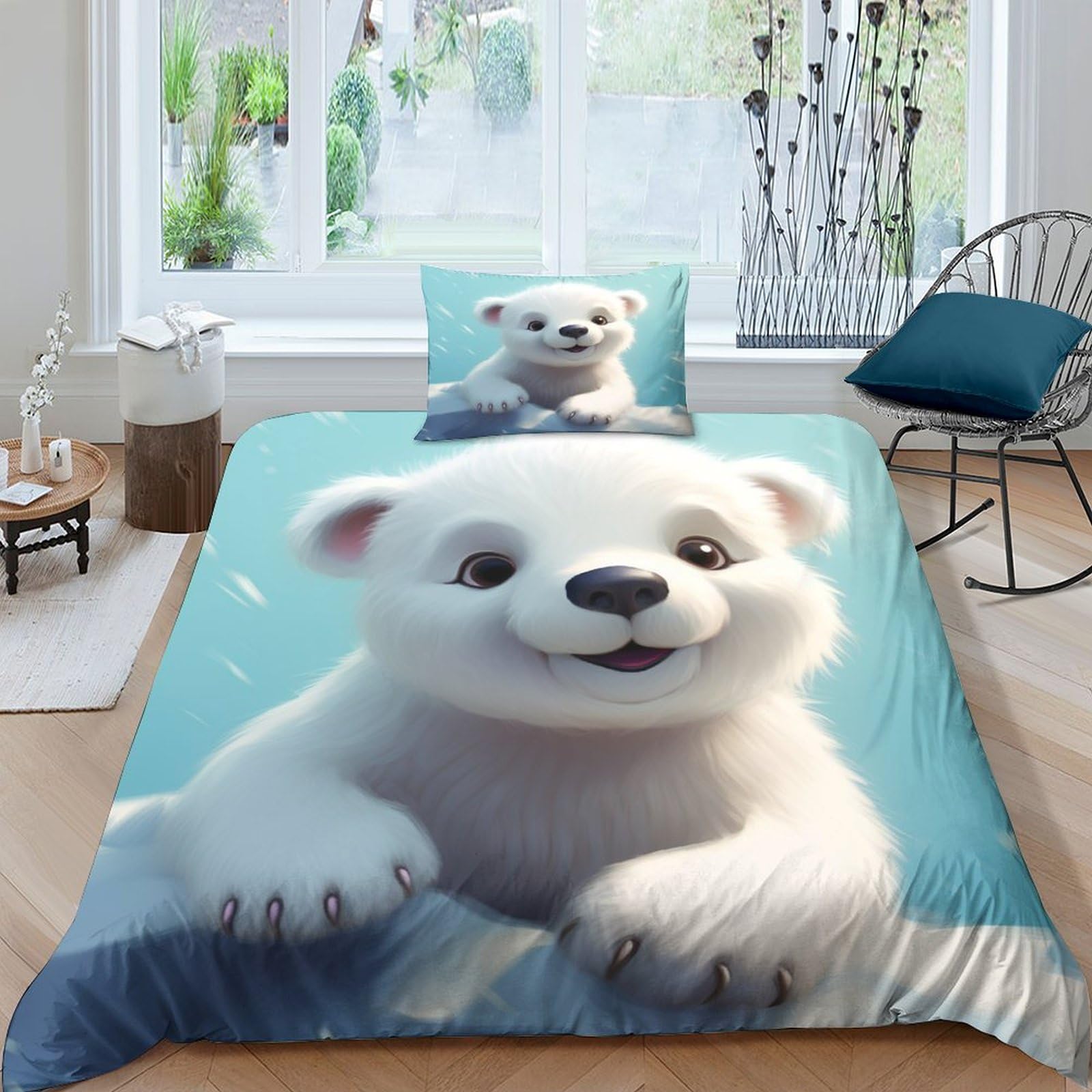 Ensemble de literie ours polaires 3D de qualité supérieure en microfibre super douce 135x200