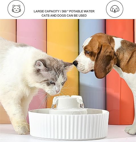 Miniatura 5 de Fuente de agua de cerámica para gatos, dispensador de agua en torre de 2.1 L71.02 onzas, dispensador de agua para perros, fuente para gatos, bomba