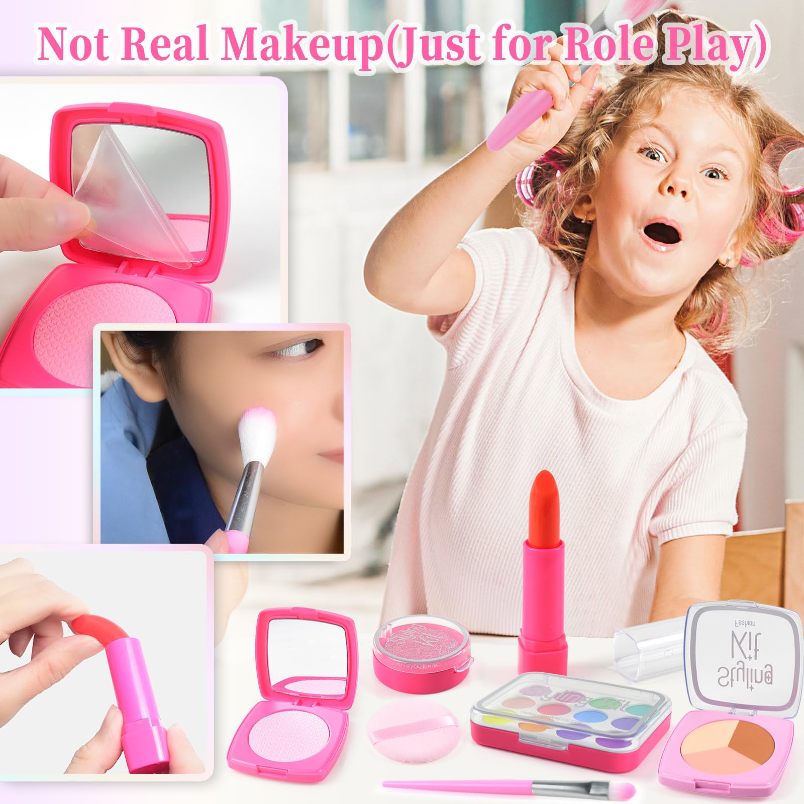 AUTOMP Kids Makeup Play Set, Pretend Makeup Toy with 11 Realistic Accessories - Image 2